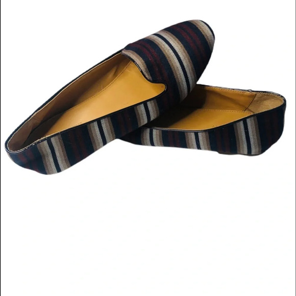 J. crew slip on shoes.  Size 8 stripes brown&grays - Picture 1 of 5